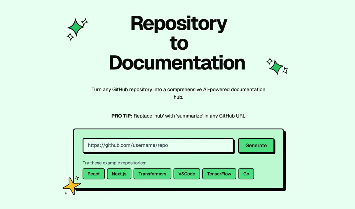 Instantly generate beautiful documentation from any GitHub codebase ...