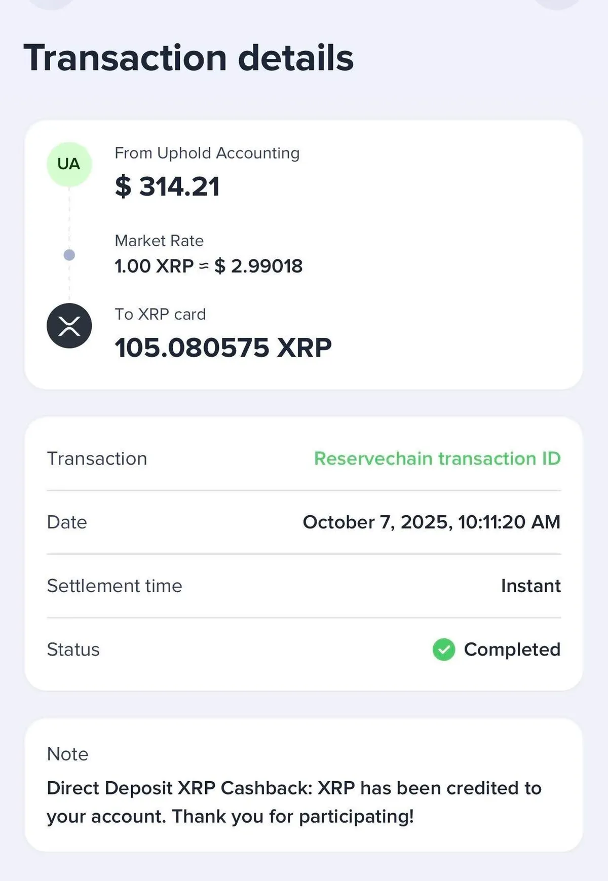 Thank you uphold to honor my direct deposit | Crypto - Blind